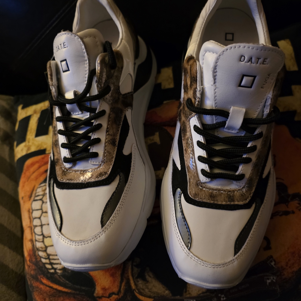 White and Brown Unisex Sneakers